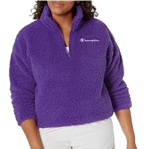 NWOT Champion Purple Quarter Zip Sherpa Pull Over Sweatshirt